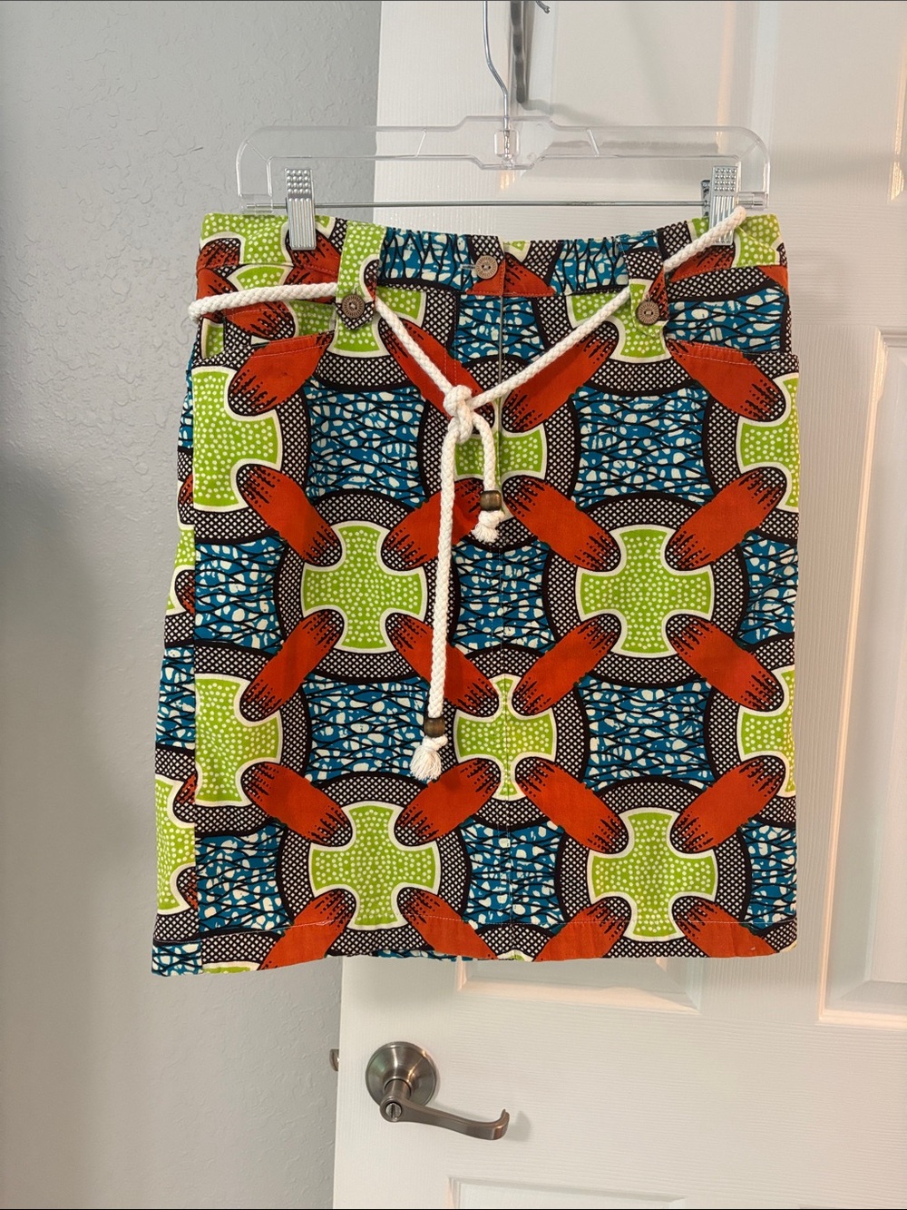 Vibrant Multi-Color Cotton Mini Skirt with Rope Tie